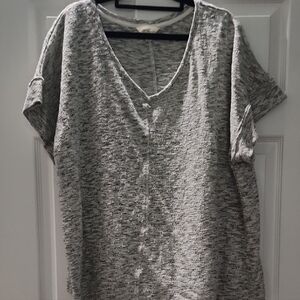Terra & Sky Women's Gray Button Down Shirt. Perfect Fall/Winter Layer!